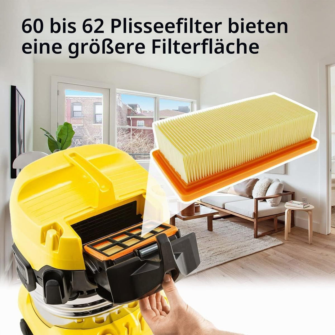 WuYan 2 Stück Flachfaltenfilter Für Kärcher AD 4 Premium Filter KFI 7420 Staubsaugerfilter für Kärch
