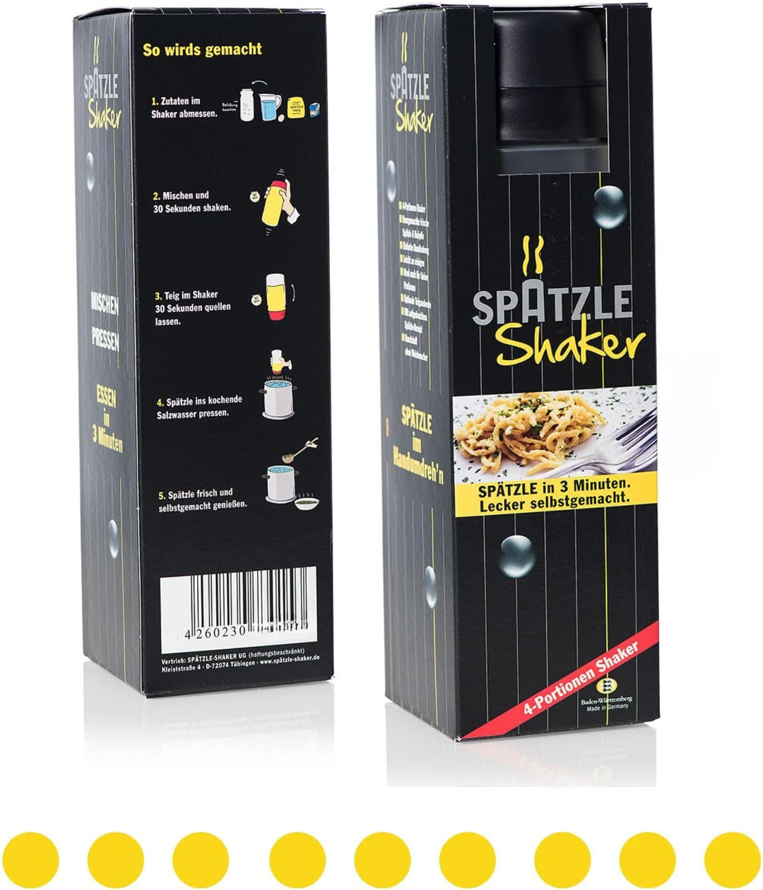 Spätzle-Shaker (ANTHRAZIT für 4 Portionen selbstgemachte Spätzle (875ml) Spätzlepresse und Mixer in