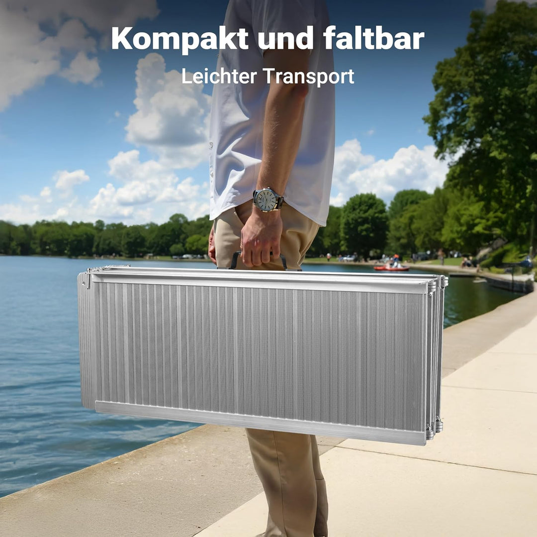 Rollstuhlrampe Rollirampe Auffahrschiene 2X faltbar Aluminium 183cm 270kg Kofferrampe