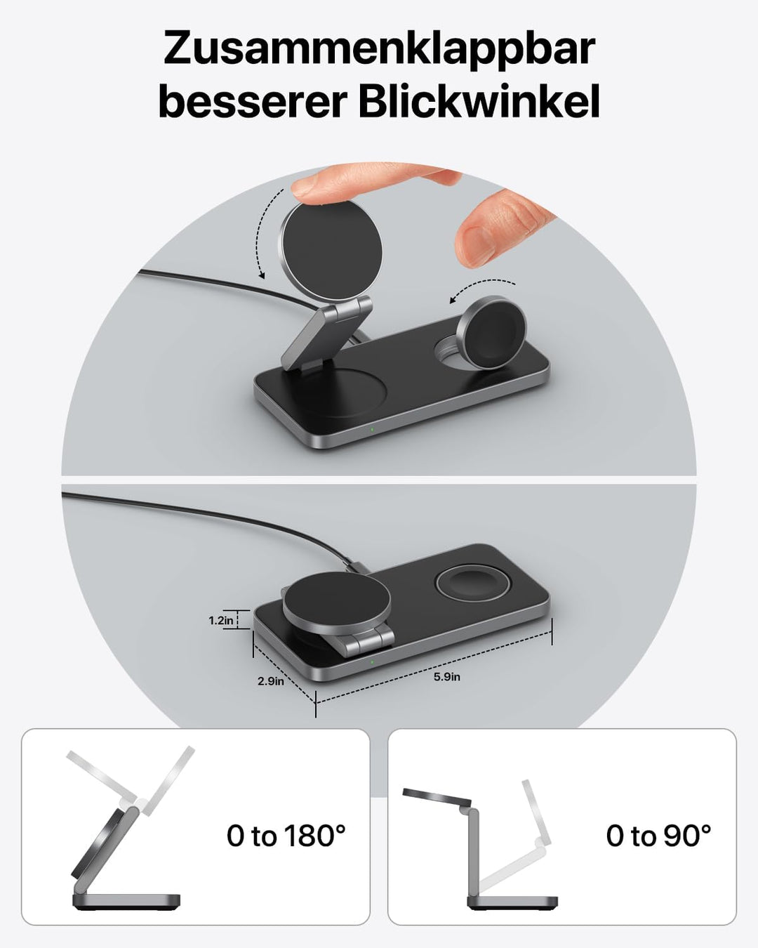 Induktive Ladestation Kompatibel mit Magsafe Ladegerät,QTlier 3 in 1 iPhone Ladestation für Air 17/1