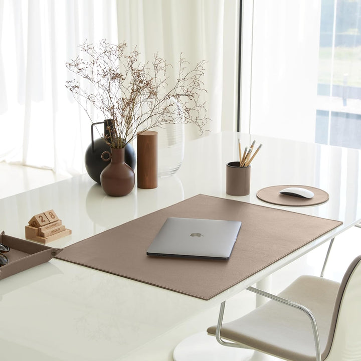Eglooh - Iris - Taschenleerer aus echtem Leder Taupe Grau - Schreibtisch-Organizer mit modernem Desi