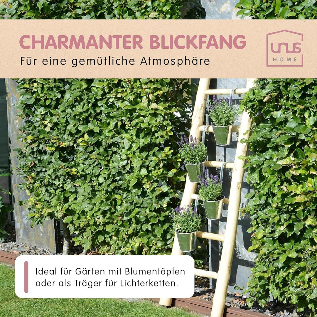 UNUS Dekoleiter Holzleiter Deko Leiter Wand Dekoration Handtuchhalter 150cm 6 Stufen Natur Natur 150