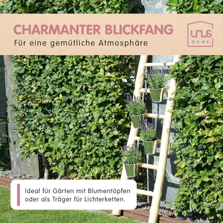 UNUS Dekoleiter Holzleiter Deko Leiter Wand Dekoration Handtuchhalter 150cm 6 Stufen Natur Natur 150