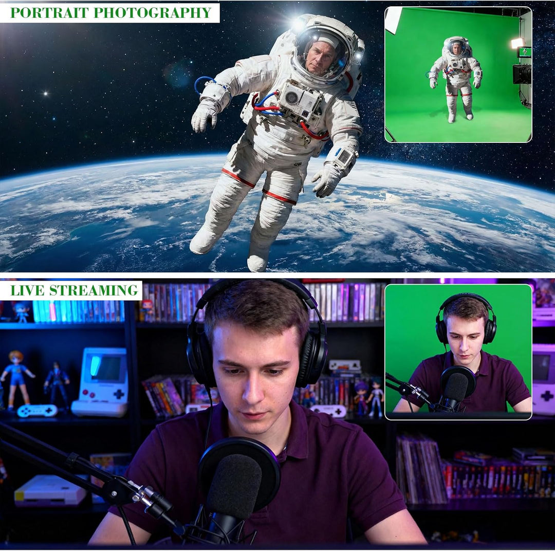 Spardar Greenscreen mit 4 Klemmen, 3M X 4.5M Foto Hintergrund Greenscreen Stoff Baumwolle Faltbare G