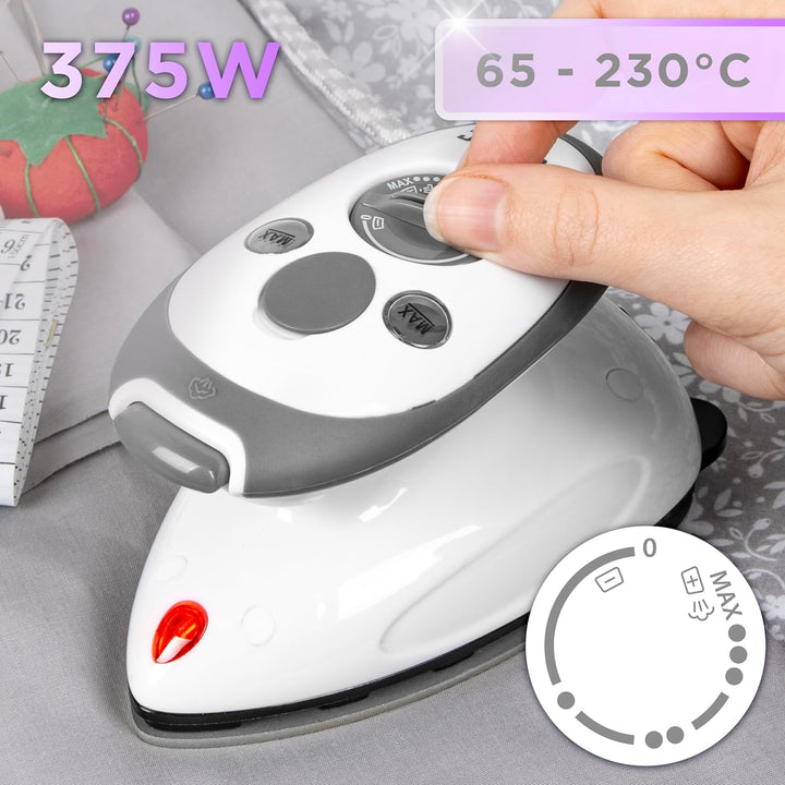 Duronic SI2 WE Mini Reisebügeleisen, 375W Mini Bügeleisen, Dampfbügeleisen 50ml Wassertank, kleines