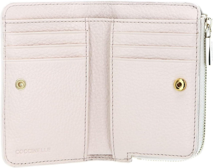 Coccinelle Metallic Soft Wallet Grained Leather Creamy Pink
