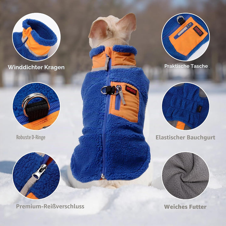 FEimaX Warme Hundemantel Winddichte Haustier Winter Fleece Hundejacke Winterweste mit D-Ring Hundekl