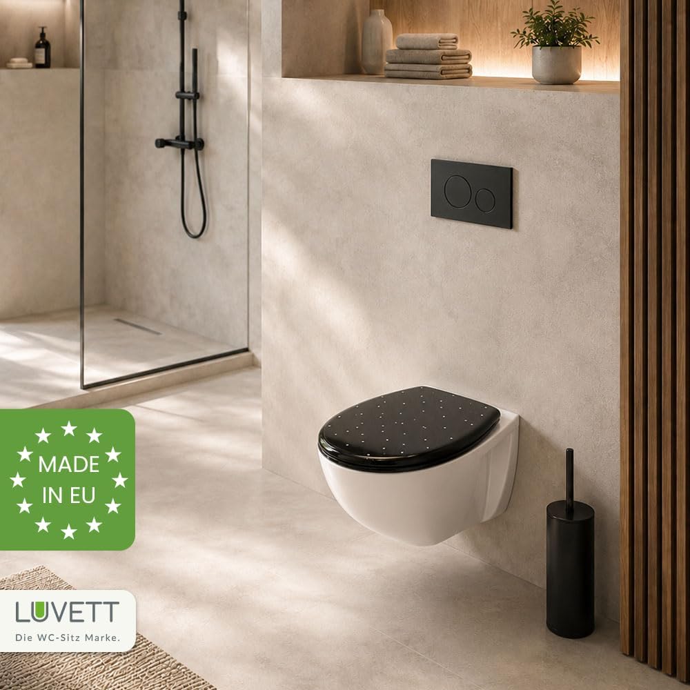 LUVETT® WC-Sitz S100 mit Glitzer-Steinen, oval, mit Absenkautomatik SoftClose®, abnehmbar, antibakte