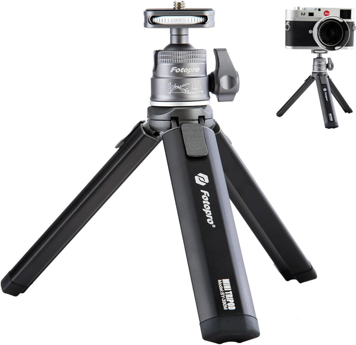 Fotopro Desktop-Stativ Alle Metallmaterialien Aluminiumlegierung 360-Grad-Kugelkopf 1/4 Zoll Schraub
