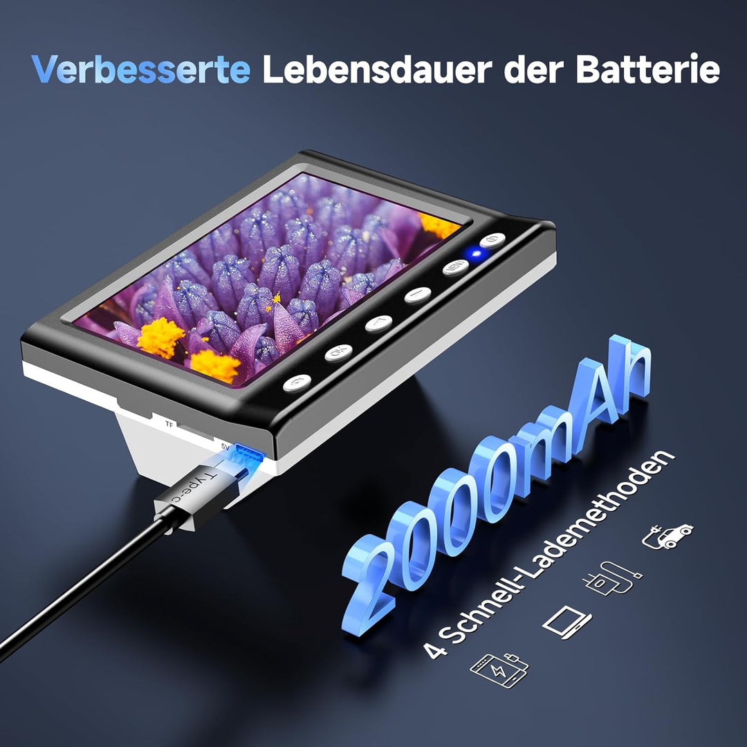 Leipan LPM7 4.3" Mikroskop, IPS Digital Mikroskop für Erwachsene, Münzlupe mit 8-LED-Lichtern, Windo