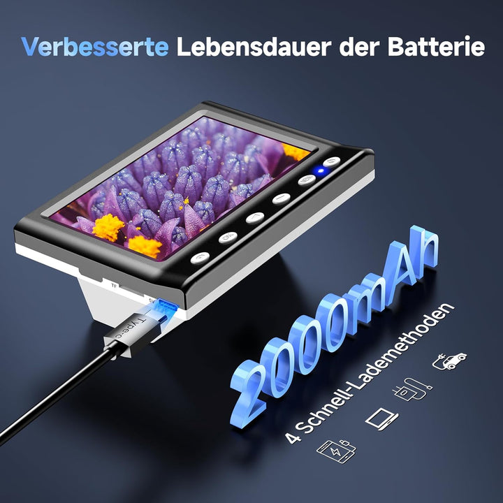 Leipan LPM7 4.3" Mikroskop, IPS Digital Mikroskop für Erwachsene, Münzlupe mit 8-LED-Lichtern, Windo