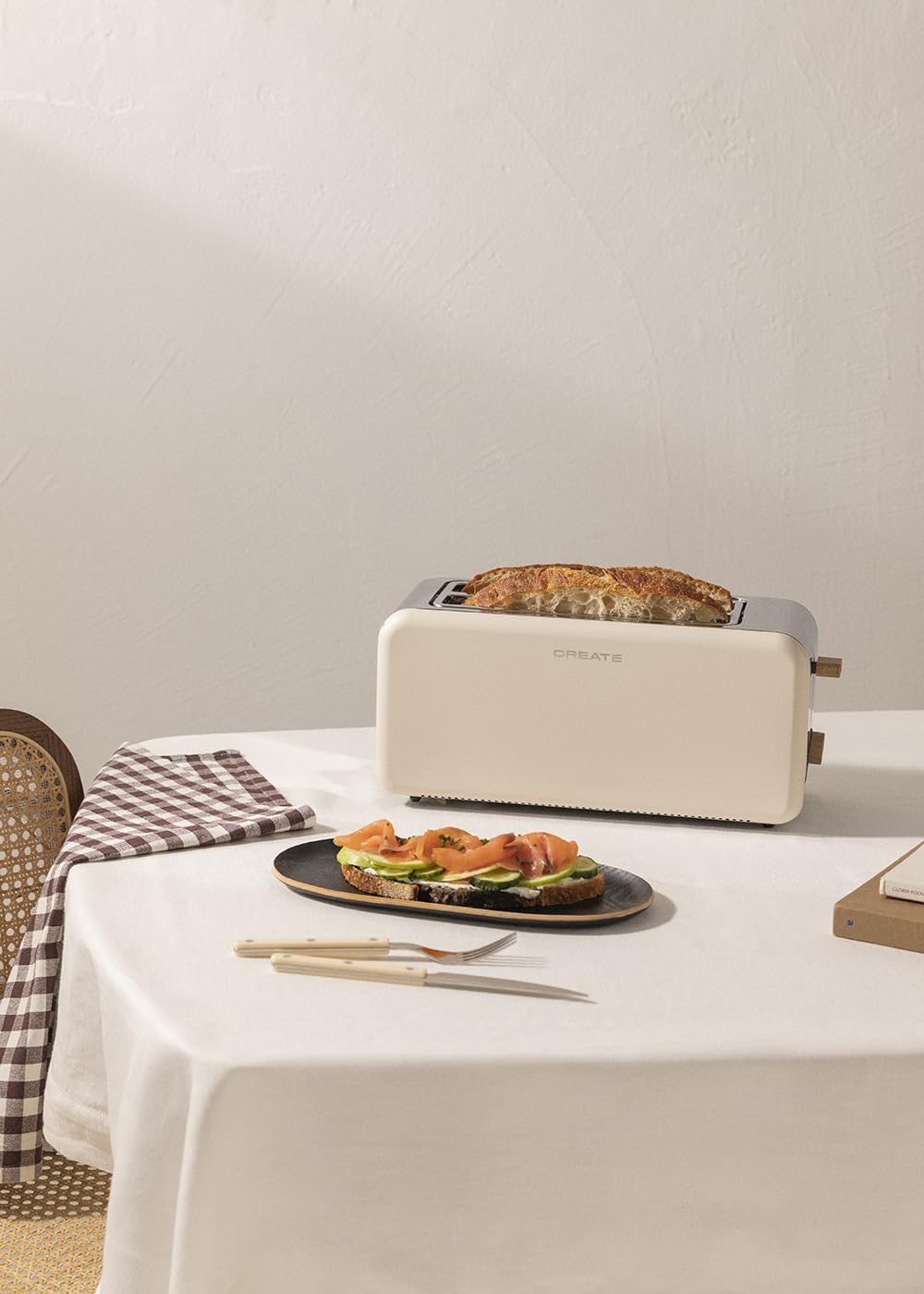 CREATE/PACK TOAST RETRO XL + KETTLE RETRO L/Wasserkocher 1,7L und Toaster mit 3 Toast-Stufen in Crem