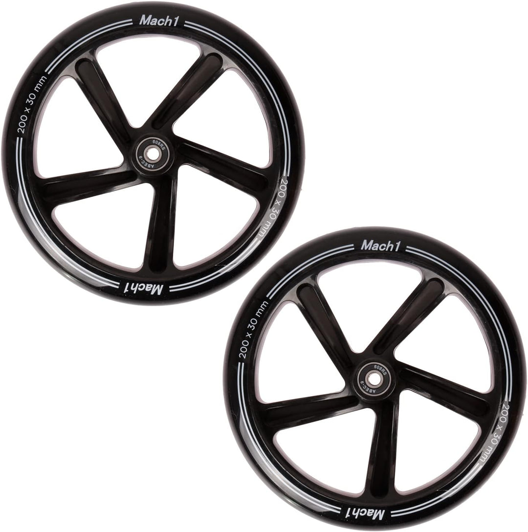 2 Stück 200x30mm Mach1 Kickscooter Rollen-Set inklusive Kugellager + Spacer - Cityroller Ersatz Reif
