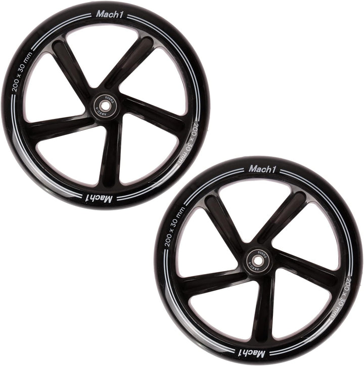 2 Stück 200x30mm Mach1 Kickscooter Rollen-Set inklusive Kugellager + Spacer - Cityroller Ersatz Reif