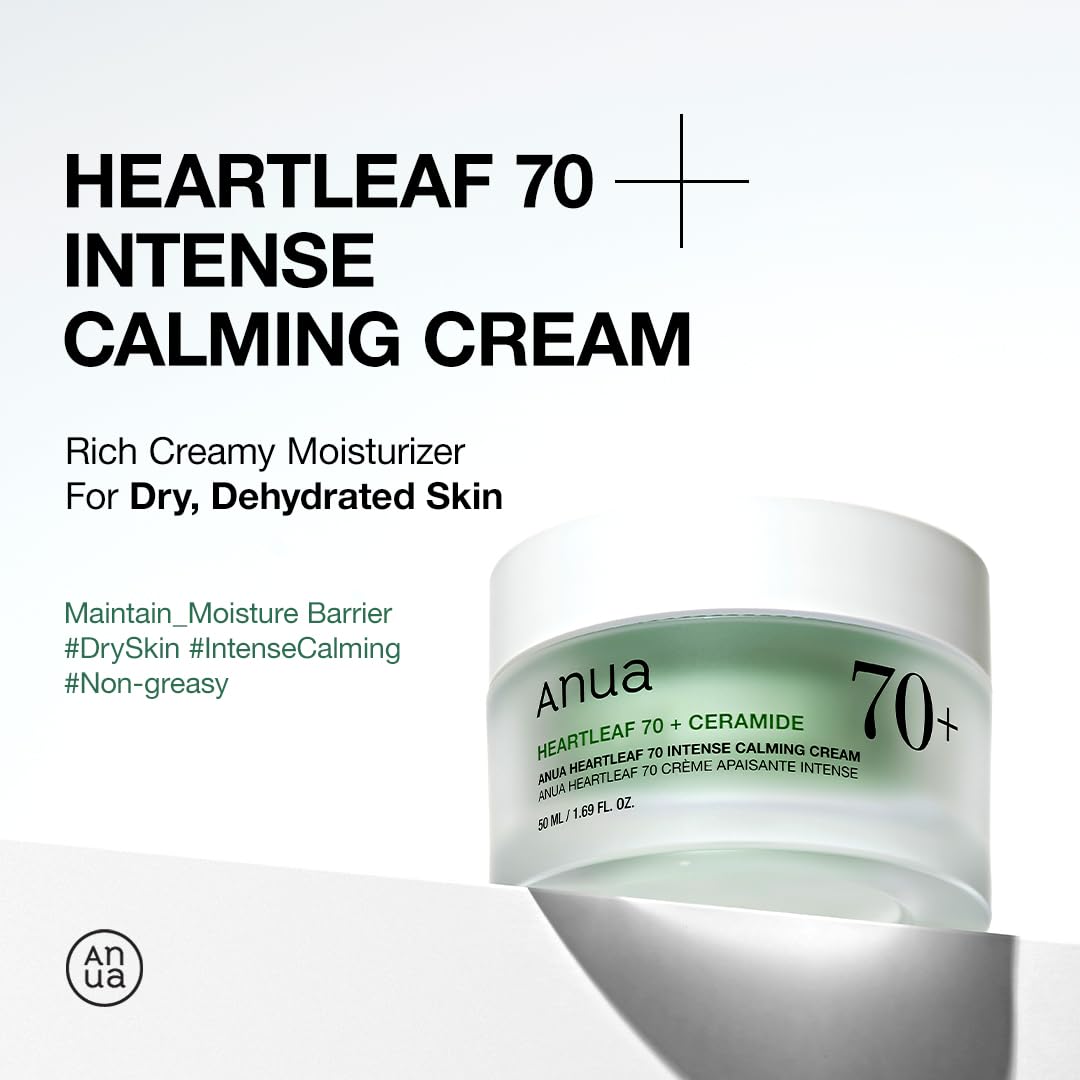 ANUA Heartleaf 70 Intensive beruhigende Creme mit Ceramid, Panthenol, Heartleaf-Extrakt, koreanische