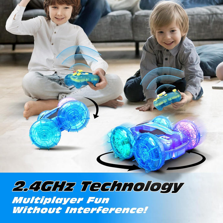 Tecnock 2024 Amphibisches Ferngesteuertes Auto Boot für Kinder, 4WD RC Stunt Auto mit Handsteuerung,