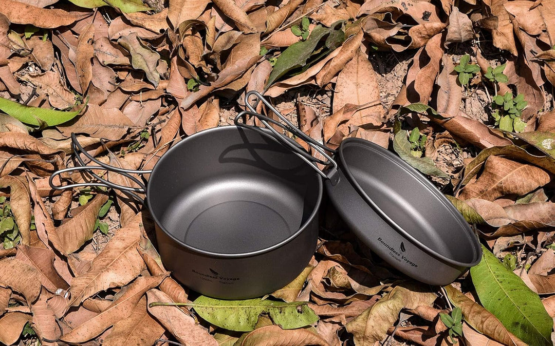 Boundless Voyage Outdoor 750ml 800ml 1100ml 1300ml Titantopf mit Deckel Folding Bail Griff Camping W