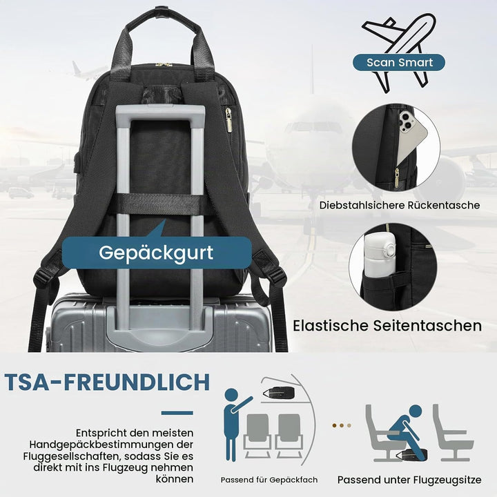 LOVEVOOK Rucksack Damen Gross, 17 Zoll Laptop Schulrucksack Teenager Mädchen mit Laptopfach, Reiseru