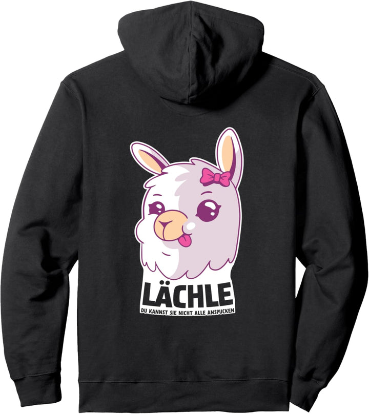 Alpaka Spruch Lächle! Du kannst Sie nicht alle anspucken Pullover Hoodie
