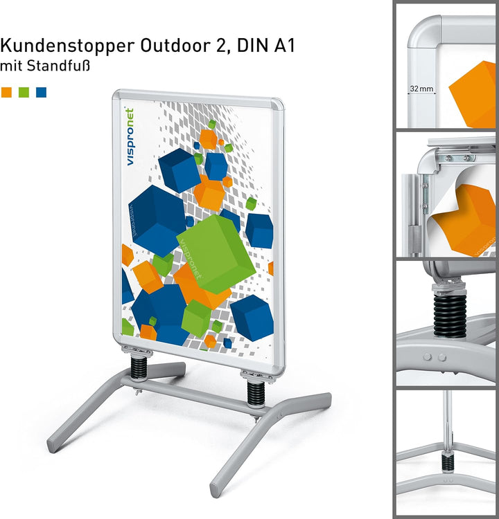 Plakatständer DIN A1 | ✓ Kundenstopper | ✓ Werbetafel | ✓ Gehwegaufsteller Outdoor 2 (mit Alu-Klemmr