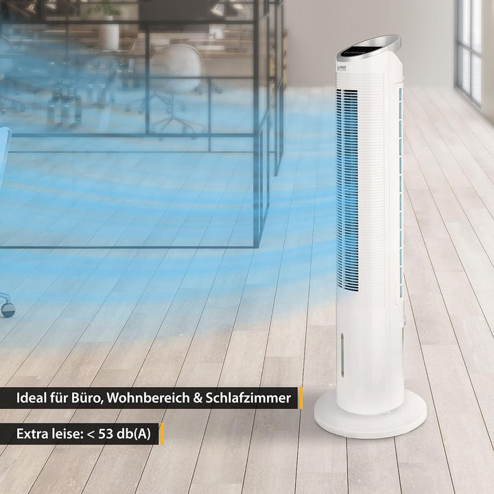 TZS Turmventilator mit Wasserkühlung & Fernbedienung - 102 cm grosser & sehr leiser Luftkühler - 80°