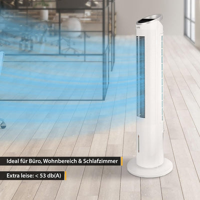 TZS Turmventilator mit Wasserkühlung & Fernbedienung - 102 cm grosser & sehr leiser Luftkühler - 80°
