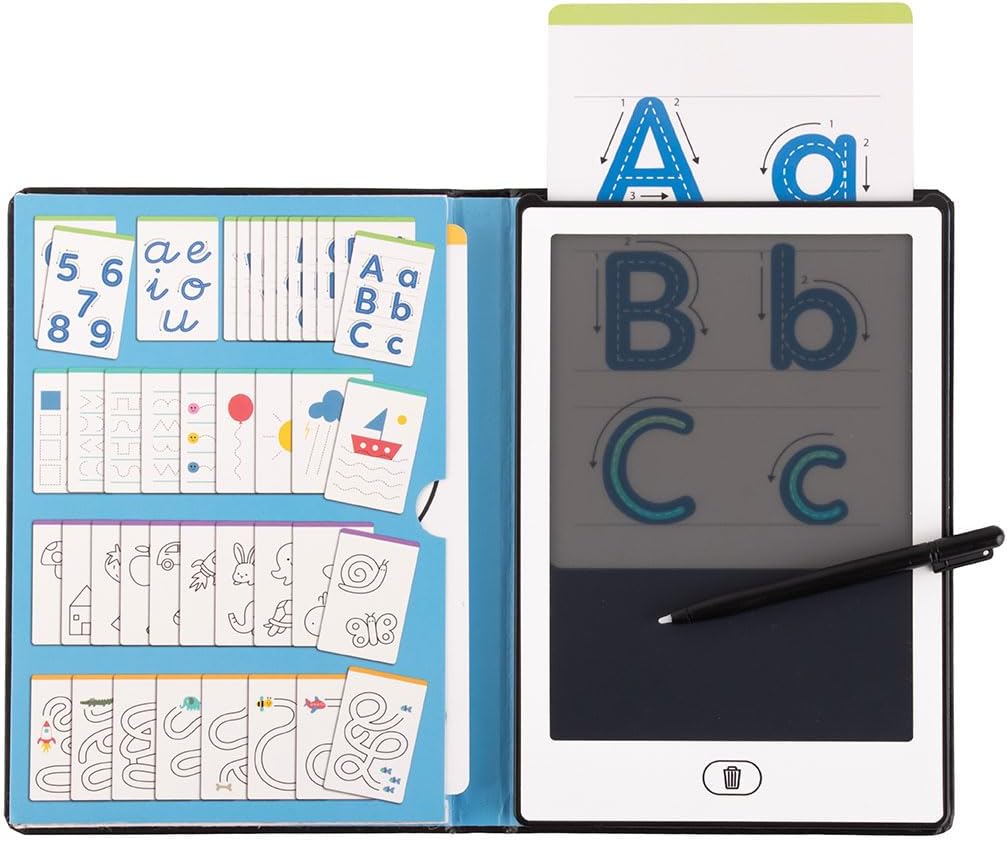 APLI Kids 20142 Draw and Learn LCD-Tafel mit Graphomotorik-Schablonen