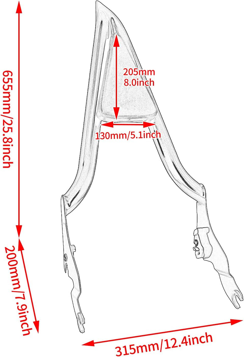 HDBUBALUS Abnehmbare hintere Sissy Bar Rückenlehne für Harley Touring Road King Road Glide Street Gl