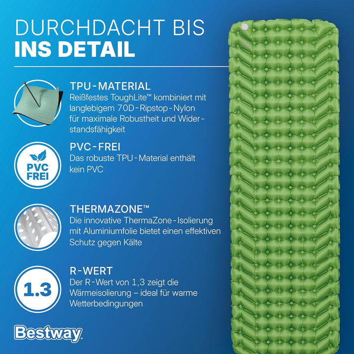 Bestway aufblasbare Single-Isomatte WanderLite 188 x 58,5 x 6,5 cm Reguläre Isomatte, Reguläre
