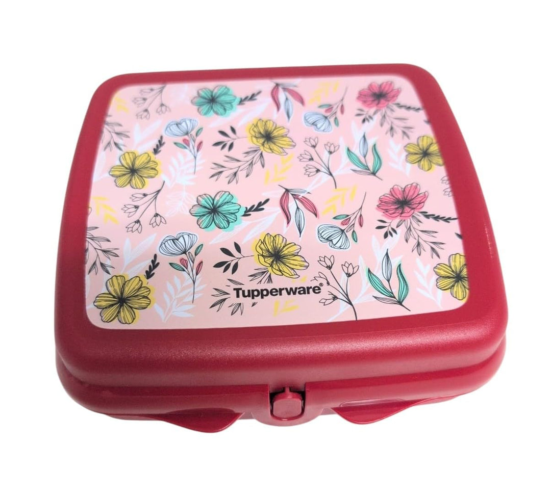 Tupperware Sandwich-Box Aufbewahrungsbox Brotdose quadratisch mit Scharnier und Verriegelung (dunkel