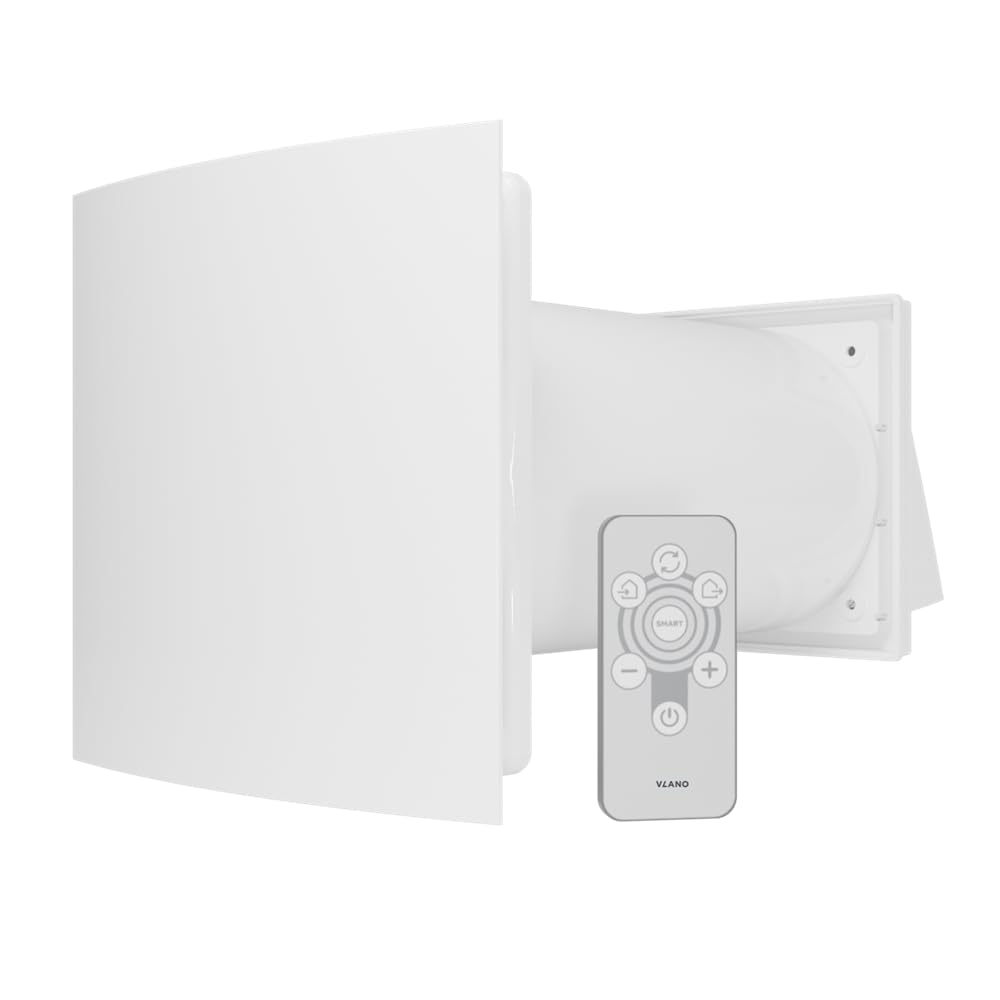 Vlano Dezentrale Wohnraumlüftung mit Wärmerückgewinnung, 125 mm, mit Fernbedienung, Temperatursensor
