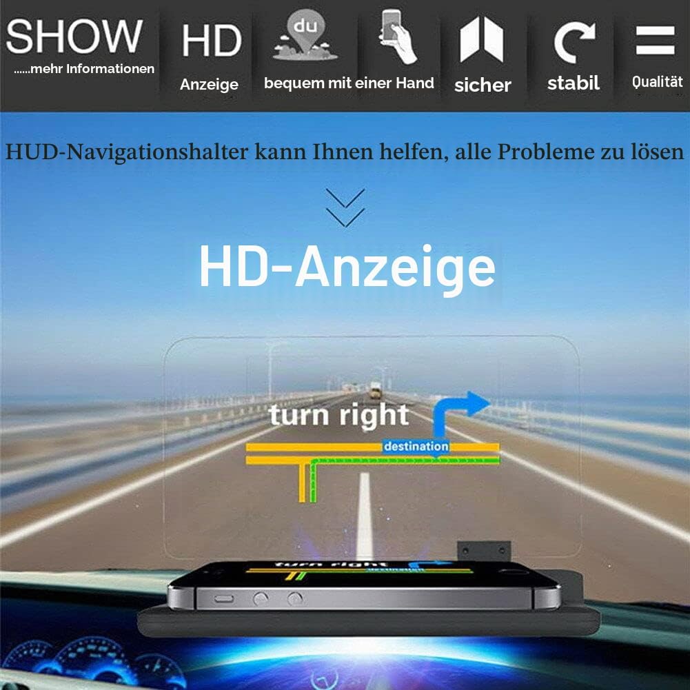 Baceyong 6" Universal Auto HUD Display Head-Up Display Projektor Handy mit GPS-Navigationshalterung