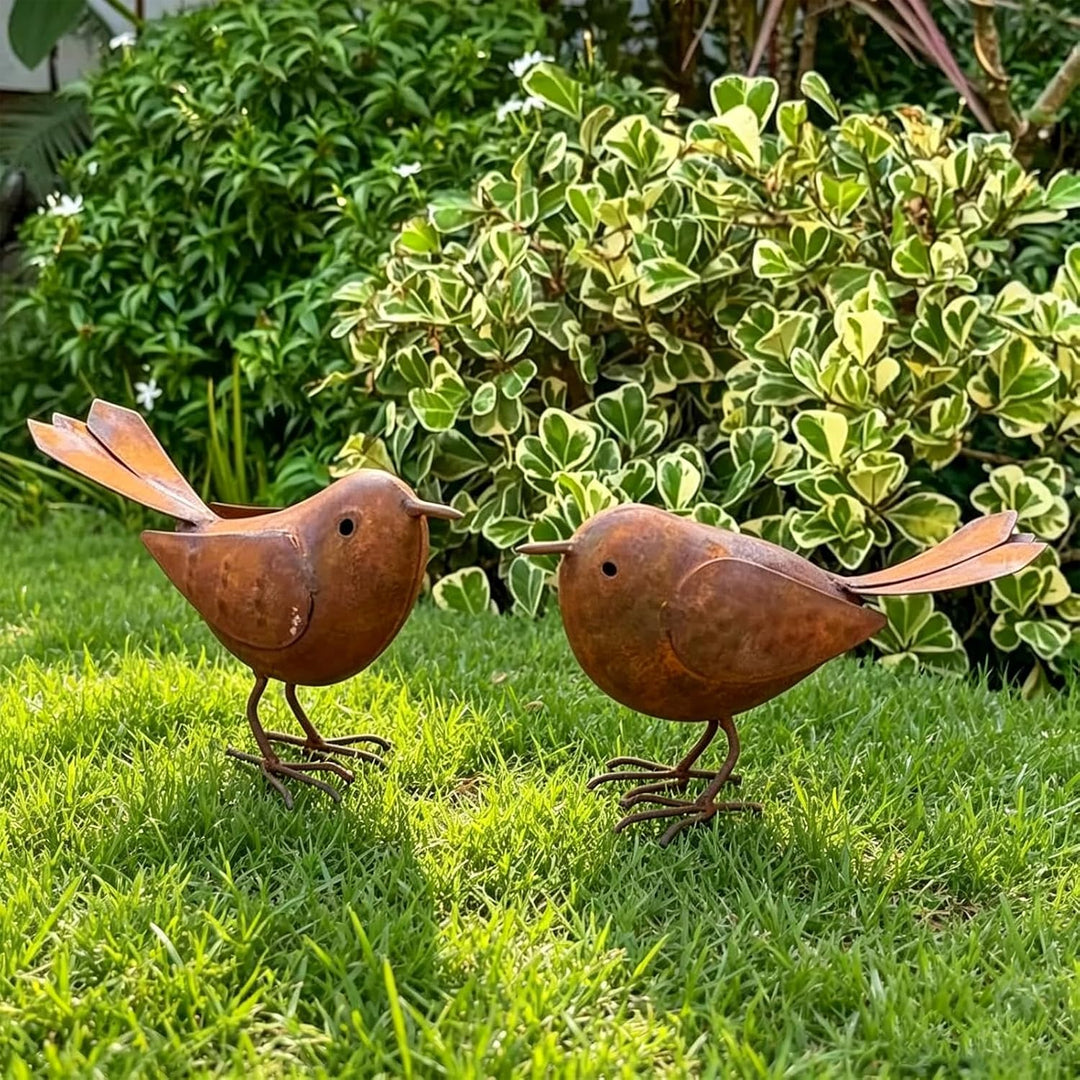 Gartenstecker Rost,2 Stück Vögel Gartenstecker,Rost Vogel Gartendeko für Draussen,Dekorative Gartenp