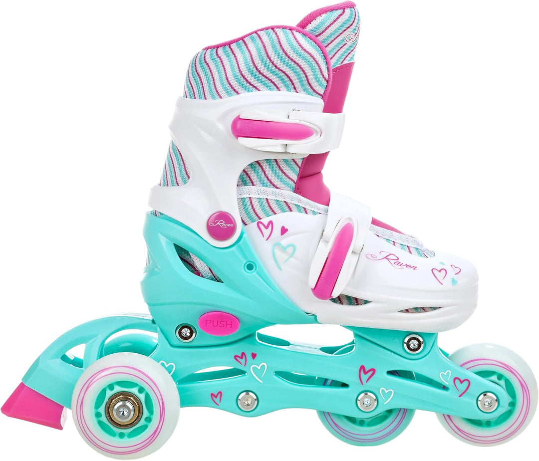 RAVEN 4in1 Inline Skates Triskates Rollschuhe Schlittschuhe Inliner für Kinder Mädchen verstellbar G