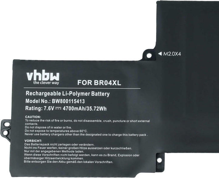 vhbw Akku kompatibel mit HP EliteBook Folio 1020 G1-X0F50US, Folio 1020 G1-X3R41US Notebook (4700mAh