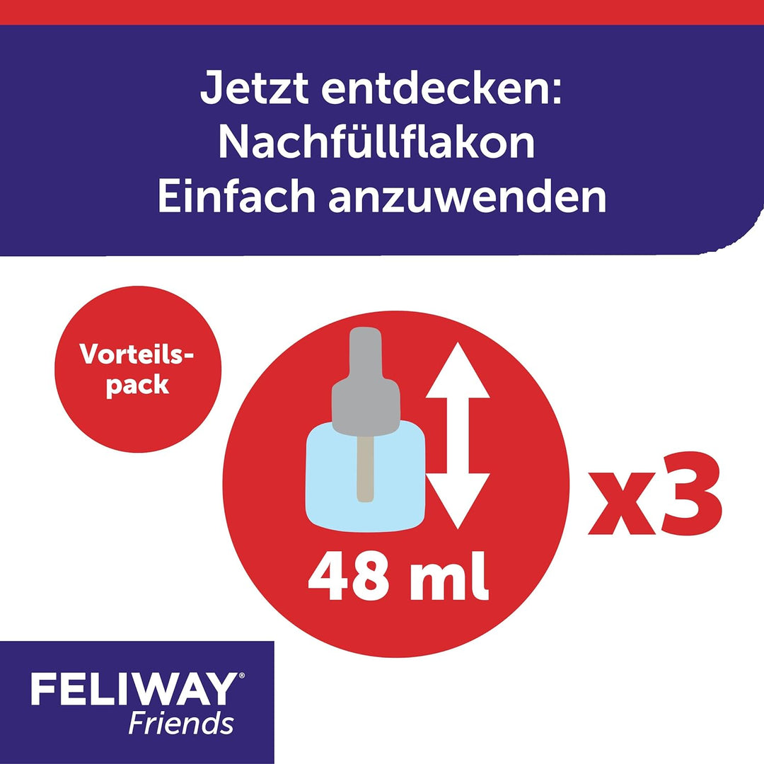 FELIWAY Friends Vorteilspack für Katzen/ 3x Nachfüllflakon | reduziert Konflikte & Spannungen zwisch