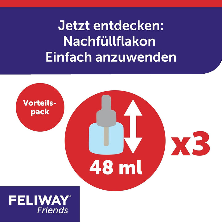 FELIWAY Friends Vorteilspack für Katzen/ 3x Nachfüllflakon | reduziert Konflikte & Spannungen zwisch
