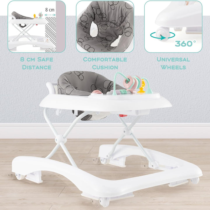 LIFEZEAL Faltbarer Lauflernhilfe Baby, Lauflernwagen mit Rädern &amp; Traktionsgriff, Sitz mit 3 verstel