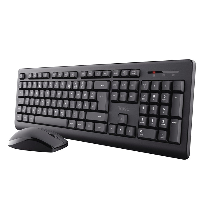 Trust Primo Tastatur Maus Set Kabellos Deutsches QWERTZ Layout, Flachen Tasten, Spritzwassergeschütz