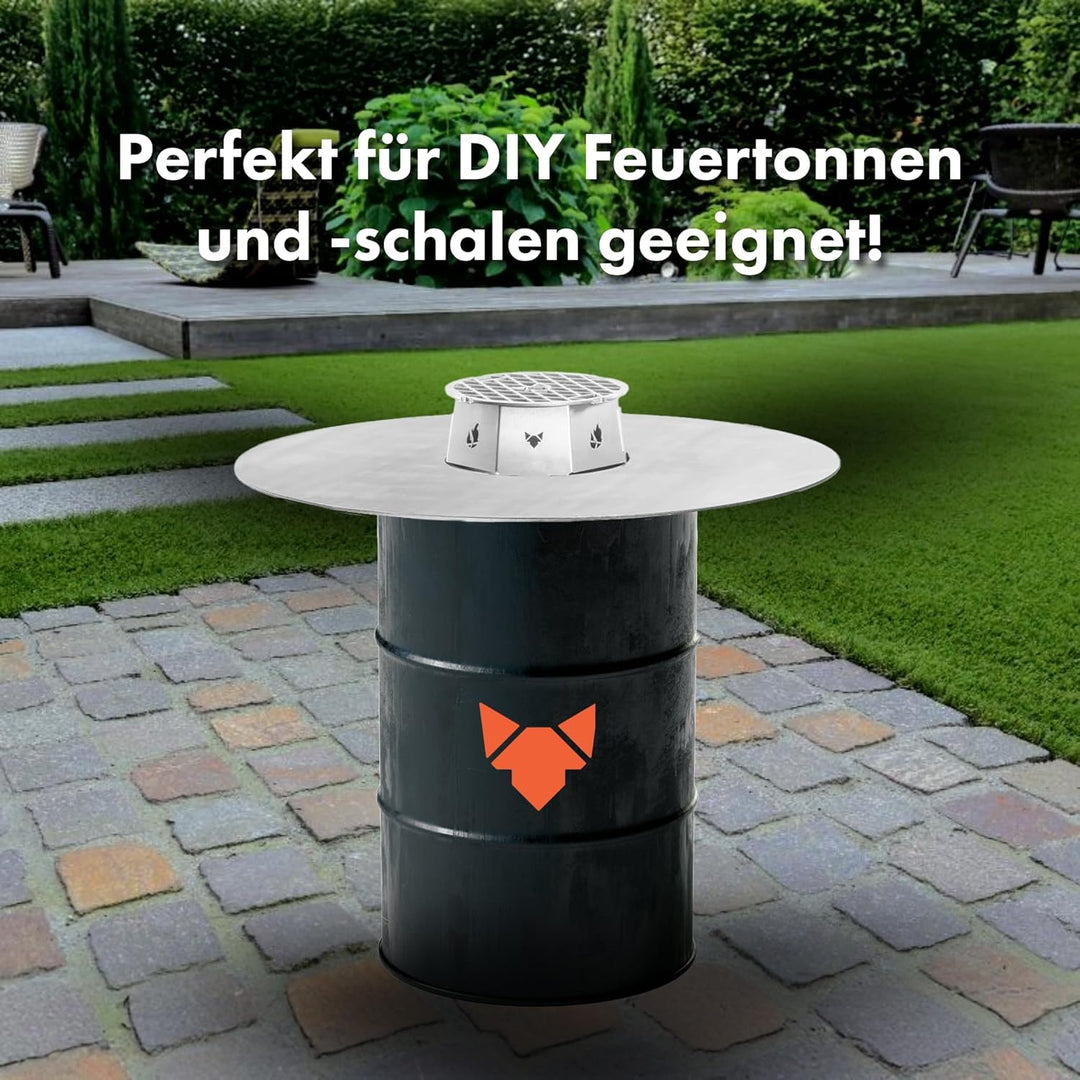 FENNEK Feuerplatte Ø 80 cm mit Ø 30 cm Loch | Grillring aus 5,0 mm Feinkornstahl | Für Feuertonne, F