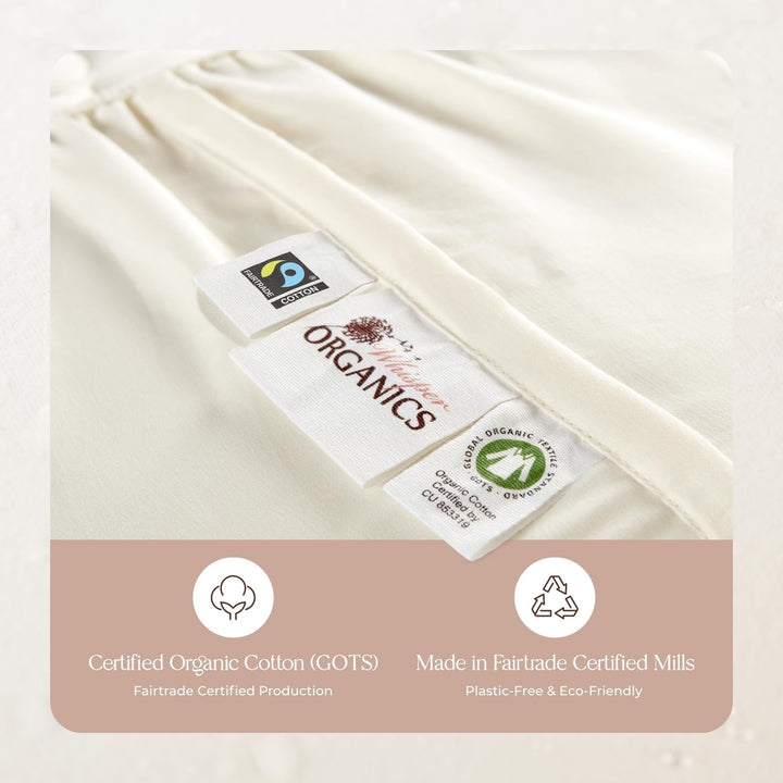 Whisper Organics, 100% Organic Mattress Protector - Quilted Fitted Mattress Pad Cover, GOTS Certifie