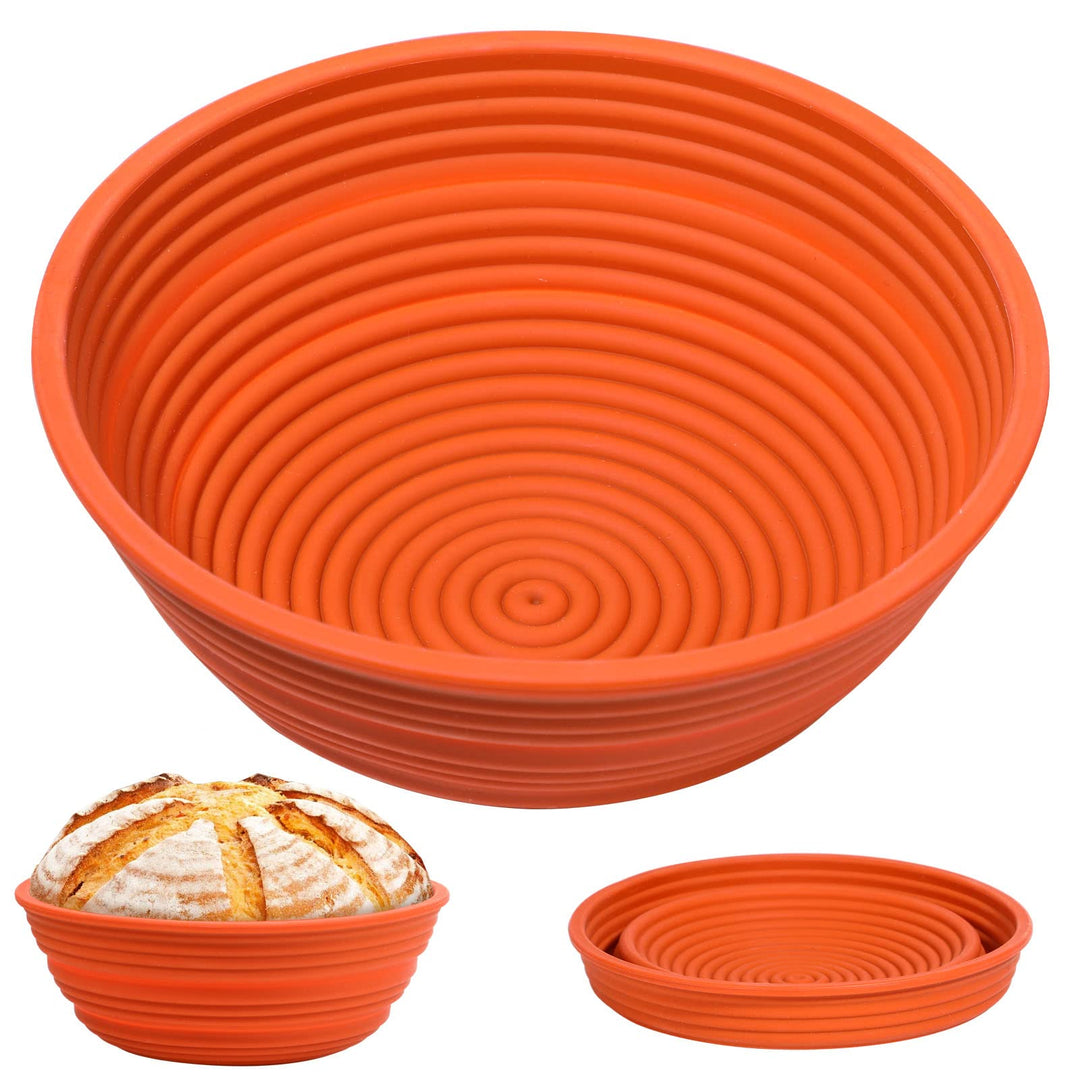 Webake Gärkörbchen Rund für Brot Silicone 23 cm Höhe 9 cm Garkorb Brot Gärkörbe zum Brotbacken Bread