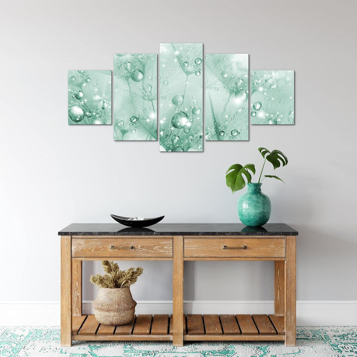 Runa Art Wandbilder Blumen Pusteblume 5 Teilig Bild auf Vlies Leinwand Deko Wohnzimmer Natur Schwarz
