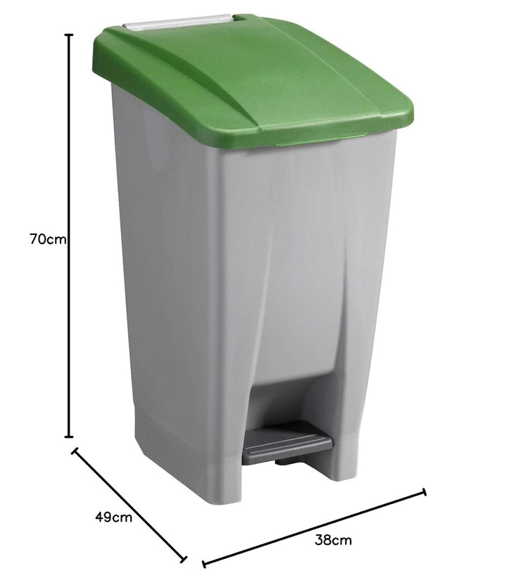 Sunware Basic Abfalleimer 60 Liter - 49 x 38 x 70 cm - mit Rädern/Fusspedal/Handgriff - grau/grün