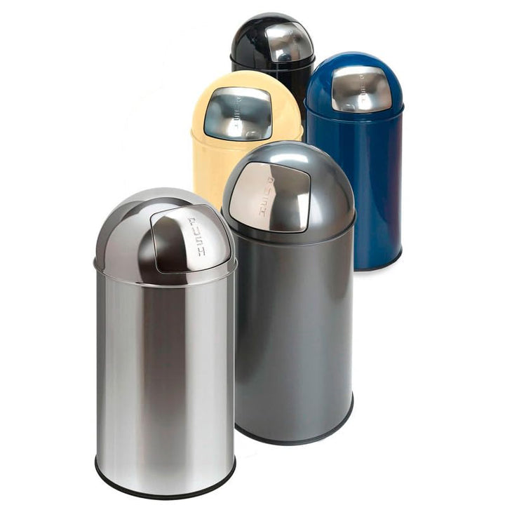 PROREGAL Abfallbehälter mit Pushdeckel & Inneneimer aus Metall | 40 Liter, HxBxT 74x34x34cm | Edelst
