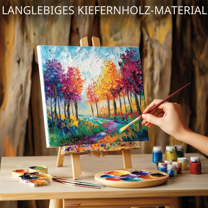 Belle Vous Tischstaffelei aus Holz (4 Stk) - 30cm Kiefernholz Staffelei Dreifuss Holzstaffelei Klein