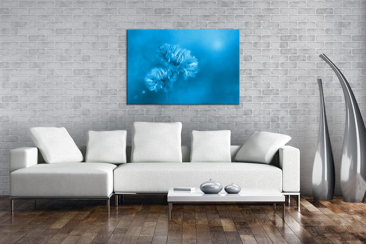 deyoli zwei violette Kornblumen Format 80x60 Effekt: Monocrome Blau als Leinwandbild, Motiv fertig g