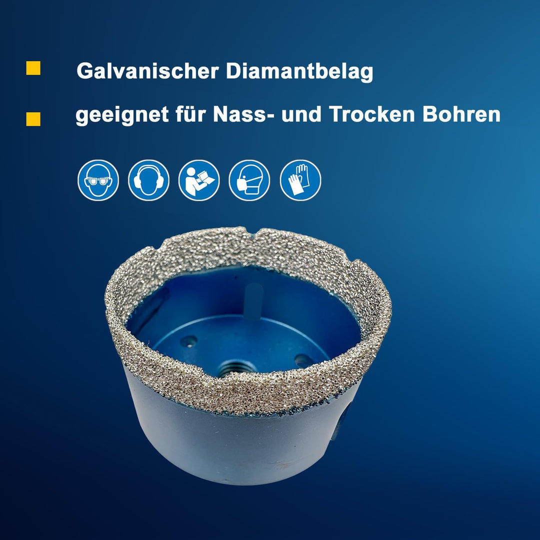 EDW Diamant Fliesenbohrer 68 mm x M14, Fliesenbohrkrone für Fliese, Wandfliese, Feinsteinzeug, Natur