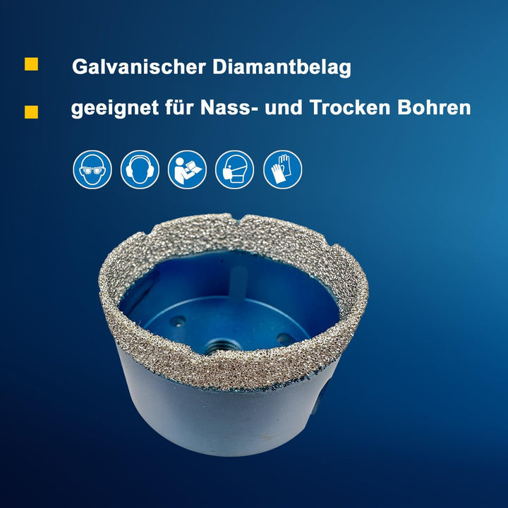 EDW Diamant Fliesenbohrer 68 mm x M14, Fliesenbohrkrone für Fliese, Wandfliese, Feinsteinzeug, Natur