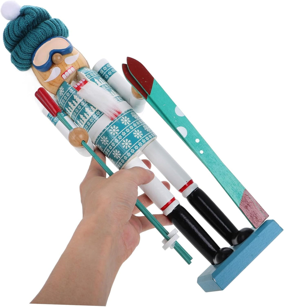 PRETYZOOM Weihnachts-Nussknacker Aus Holz Winter-Ski-Nussknacker-Figur Weihnachtsmann Nussknacker-Ma